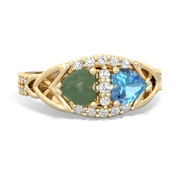 Jade Sparkling Celtic Knot 14K Yellow Gold ring R2645