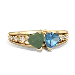 Jade Heart To Heart 14K Yellow Gold ring R3342