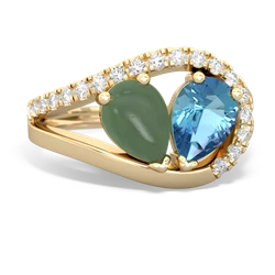 Jade Nestled Heart Keepsake 14K Yellow Gold ring R5650