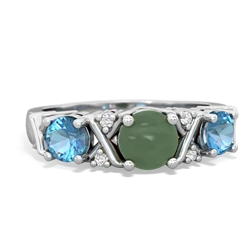 Jade Hugs And Kisses 14K White Gold ring R5016