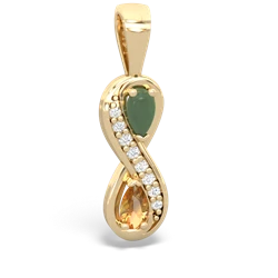 Jade Diamond Infinity 14K Yellow Gold pendant P5390