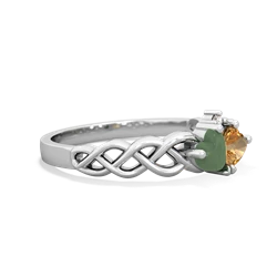 Jade Heart To Heart Braid 14K White Gold ring R5870