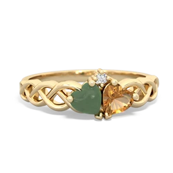 Jade Heart To Heart Braid 14K Yellow Gold ring R5870