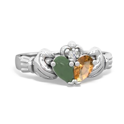 Jade 'Our Heart' Claddagh 14K White Gold ring R2388