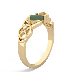 Jade 'One Heart' Celtic Knot Claddagh 14K Yellow Gold ring R5322