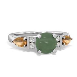 Jade 6Mm Round Eternal Embrace Engagement 14K White Gold ring R2005