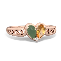 Jade Filligree 'One Heart' 14K Rose Gold ring R5070