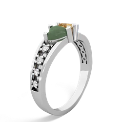 Jade Heart To Heart 14K White Gold ring R3342