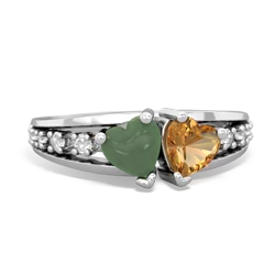 Jade Heart To Heart 14K White Gold ring R3342