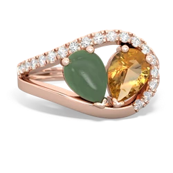 Jade Nestled Heart Keepsake 14K Rose Gold ring R5650