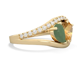 Jade Nestled Heart Keepsake 14K Yellow Gold ring R5650