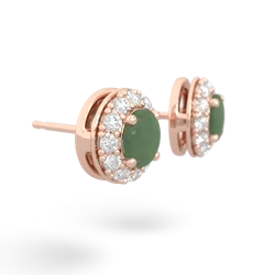 Jade Diamond Halo 14K Rose Gold earrings E5370