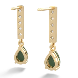 Jade Art Deco Diamond Drop 14K Yellow Gold earrings E5324