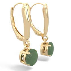 Jade 6Mm  Round Lever Back 14K Yellow Gold earrings E2786