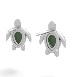 Jade Baby Sea Turtle 14K White Gold earrings E5241