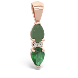 Jade Bowtie Drop 14K Rose Gold pendant P0865