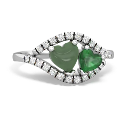 Jade Mother And Child 14K White Gold ring R3010