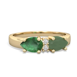 Jade Pear Bowtie 14K Yellow Gold ring R0865