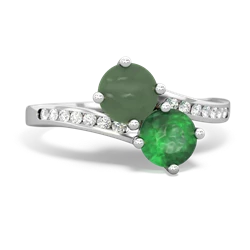 Jade Channel Set Two Stone 14K White Gold ring R5303