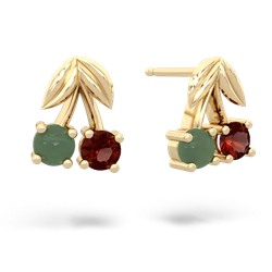 Jade Sweet Cherries 14K Yellow Gold earrings E7001