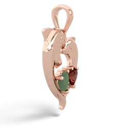 Jade Dolphin Heart 14K Rose Gold pendant P5820