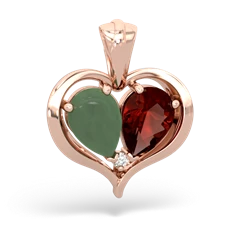 Jade Two Become One 14K Rose Gold pendant P5330