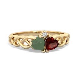 Jade Heart To Heart Braid 14K Yellow Gold ring R5870