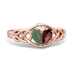 Jade Celtic Love Knot 14K Rose Gold ring R5420