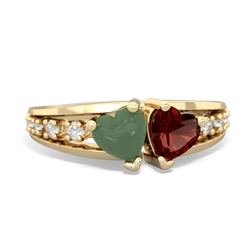 Jade Heart To Heart 14K Yellow Gold ring R3342