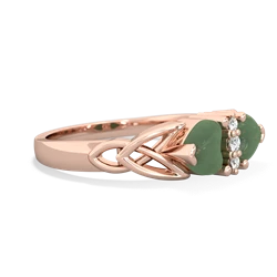 Jade Celtic Knot Double Heart 14K Rose Gold ring R5040