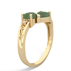 Jade Snuggling Hearts 14K Yellow Gold ring R2178