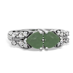 Jade Diamond Butterflies 14K White Gold ring R5601