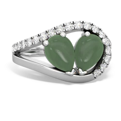 Jade Nestled Heart Keepsake 14K White Gold ring R5650