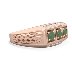 Lab Emerald Three Stone Tire Tread Men's 14K Rose Gold ring R0520