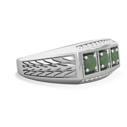 London Topaz Three Stone Tire Tread Men's 14K White Gold ring R0520