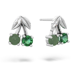 Jade Sweet Cherries 14K White Gold earrings E7001