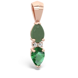 Jade Bowtie Drop 14K Rose Gold pendant P0865