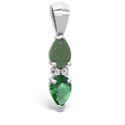 Jade Bowtie Drop 14K White Gold pendant P0865