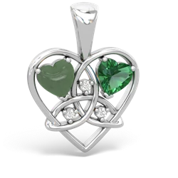 Jade Celtic Trinity Heart 14K White Gold pendant P5331