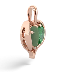 Jade Two Become One 14K Rose Gold pendant P5330