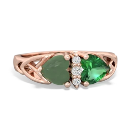 Jade Celtic Knot Double Heart 14K Rose Gold ring R5040