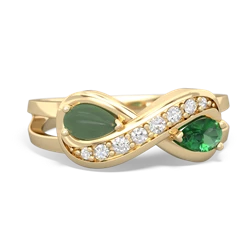 Jade Diamond Infinity 14K Yellow Gold ring R5390