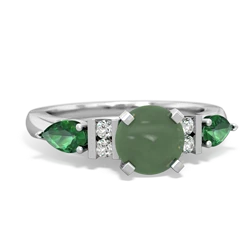 Jade 6Mm Round Eternal Embrace Engagement 14K White Gold ring R2005