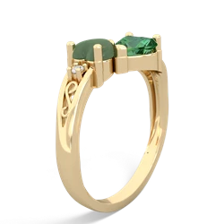 Jade Snuggling Hearts 14K Yellow Gold ring R2178