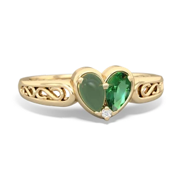 Jade Filligree 'One Heart' 14K Yellow Gold ring R5070