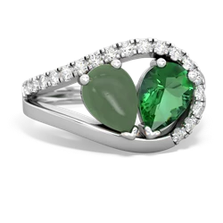 Jade Nestled Heart Keepsake 14K White Gold ring R5650