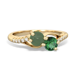 Jade Infinity Pave Two Stone 14K Yellow Gold ring R5285