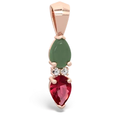 Jade Bowtie Drop 14K Rose Gold pendant P0865