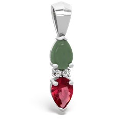 Jade Bowtie Drop 14K White Gold pendant P0865