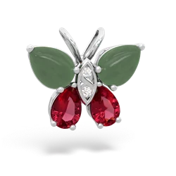 Jade Butterfly 14K White Gold pendant P2215